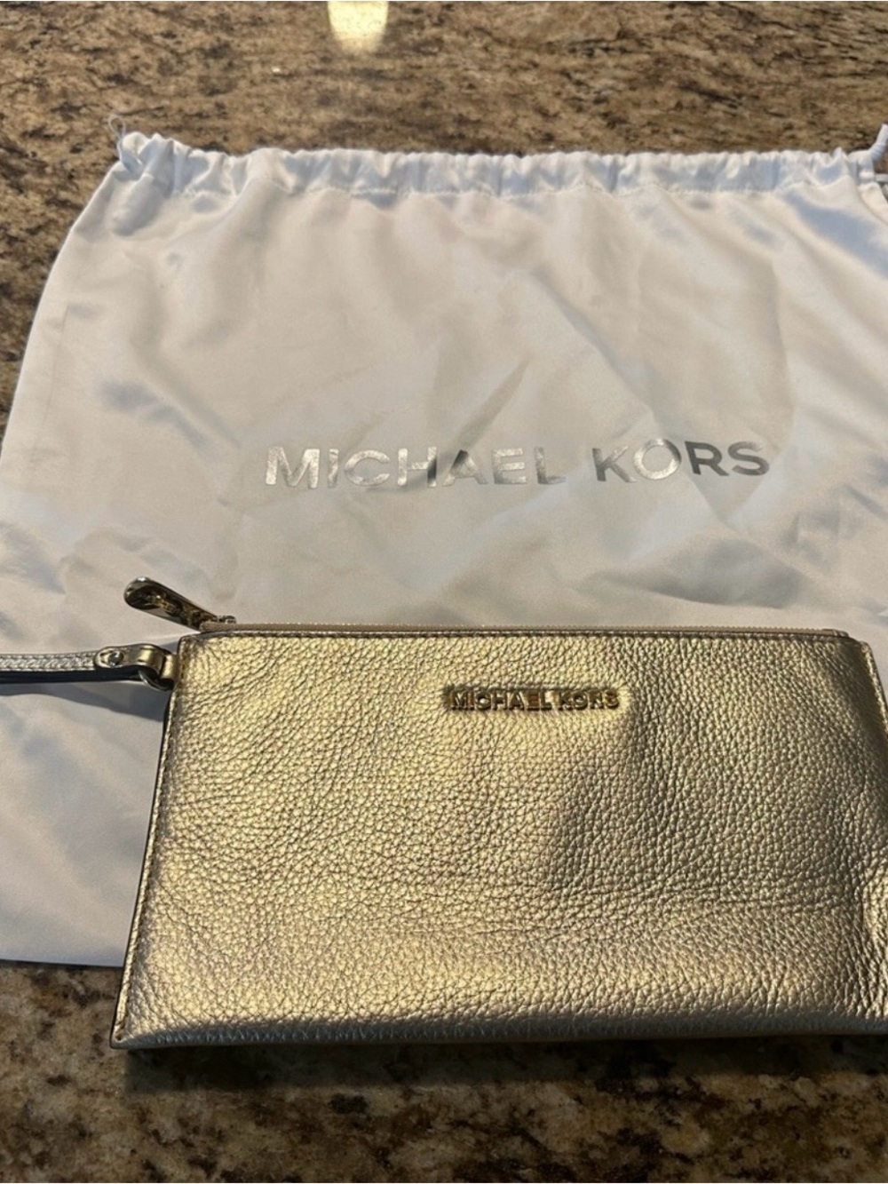 Michael Kors Metallic Gold Pebbled Leather Wristlet